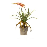 Aloe Kunstpflanze, rote Blüten 143 cm