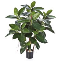Ficus Elastica grün - Gummibaum Kunstpflanze, 90 cm