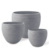 Pottery Pflanzgefäß, 3er Set, Ø 55/44/37 cm, Höhe 43,5/36/30 cm, grau